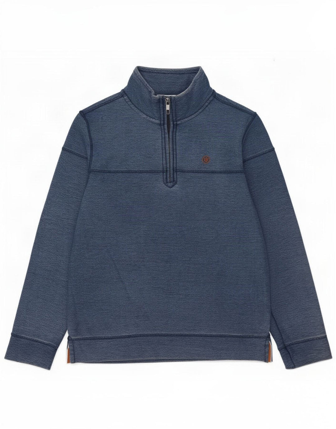 Fat Face Sweat-shirt à col zippé pour homme en coton bleu Taille S