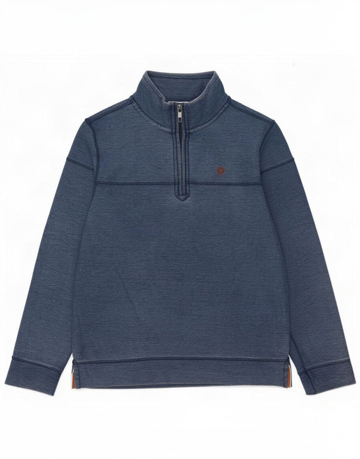 Fat Face Sweat-shirt à col zippé pour homme en coton bleu Taille S