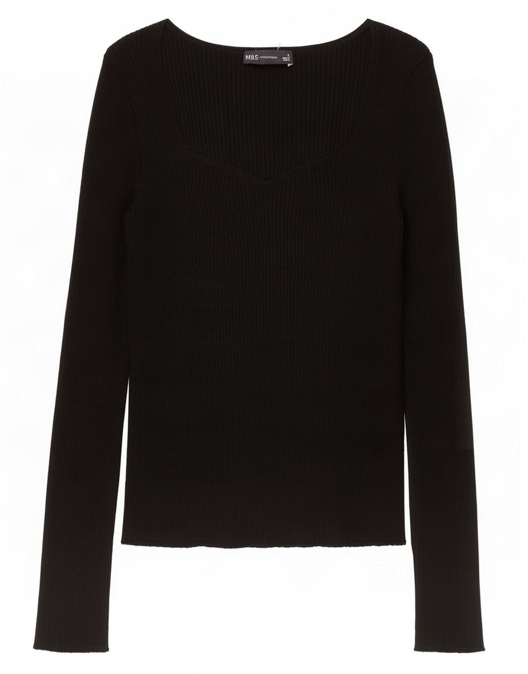Marks & Spencer Haut à manches longues pour femme UK 8 Small Noir Viscose