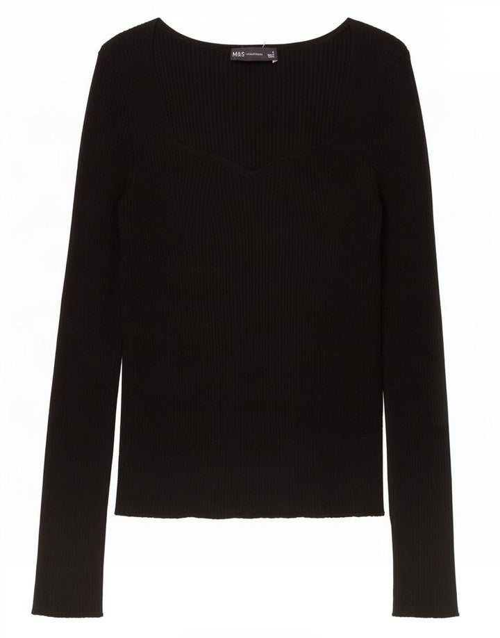 Marks & Spencer Haut à manches longues pour femme UK 8 Small Noir Viscose