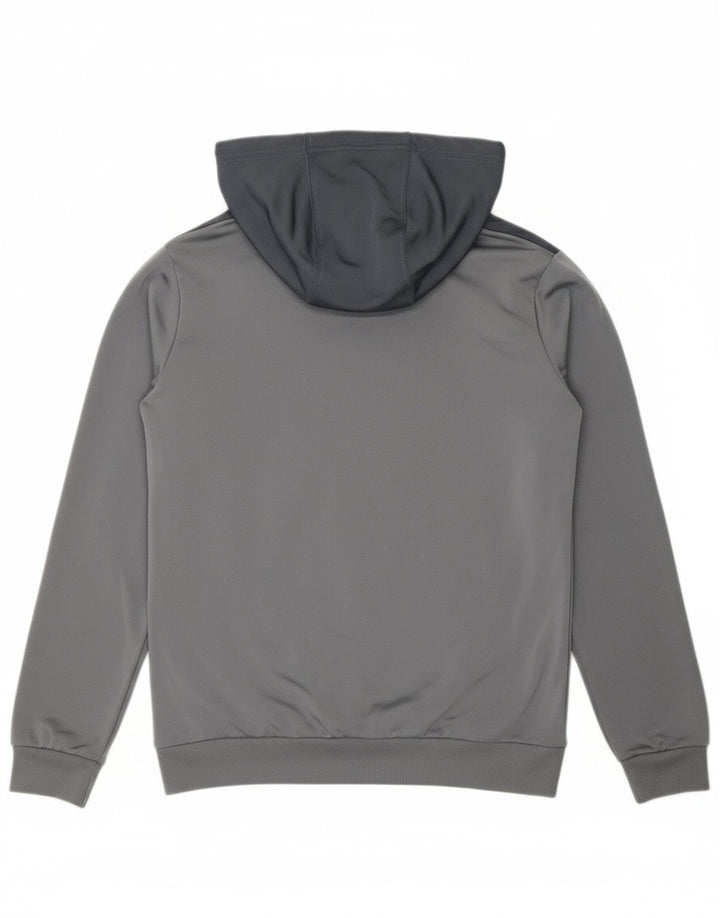 ADIDAS Boys Zip Hoodie Sweater 11-12 Years Grey Colourblock Polyester