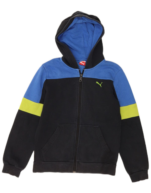 Puma Sweat à capuche zippé pour garçon 11-12 ans Noir Colorblock Coton
