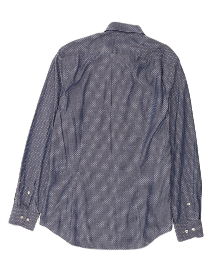 Tommy Hilfiger Chemise sur mesure pour homme Taille 40 15 3/4 Bleu moyen tacheté