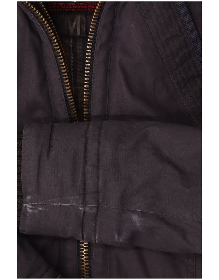 Superdry Veste coupe-vent à capuche pour femme UK 14 Bleu marine moyen Coton