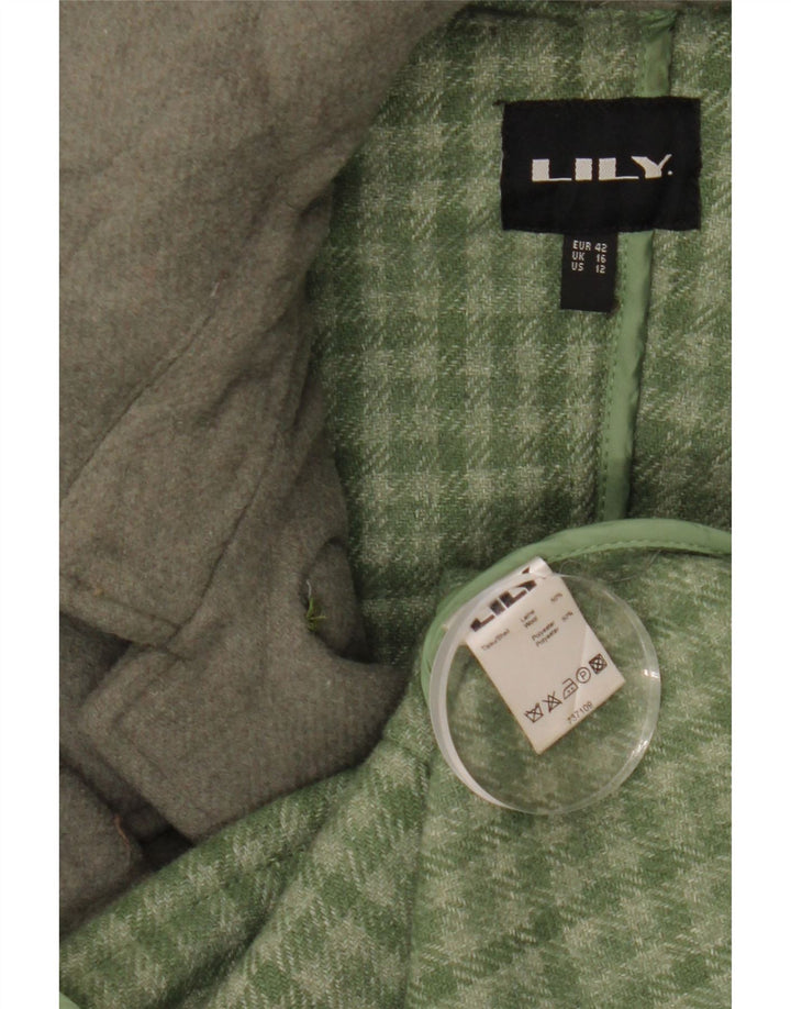 VINTAGE Femme Duffle Coat à capuche UK 16 Grande laine grise