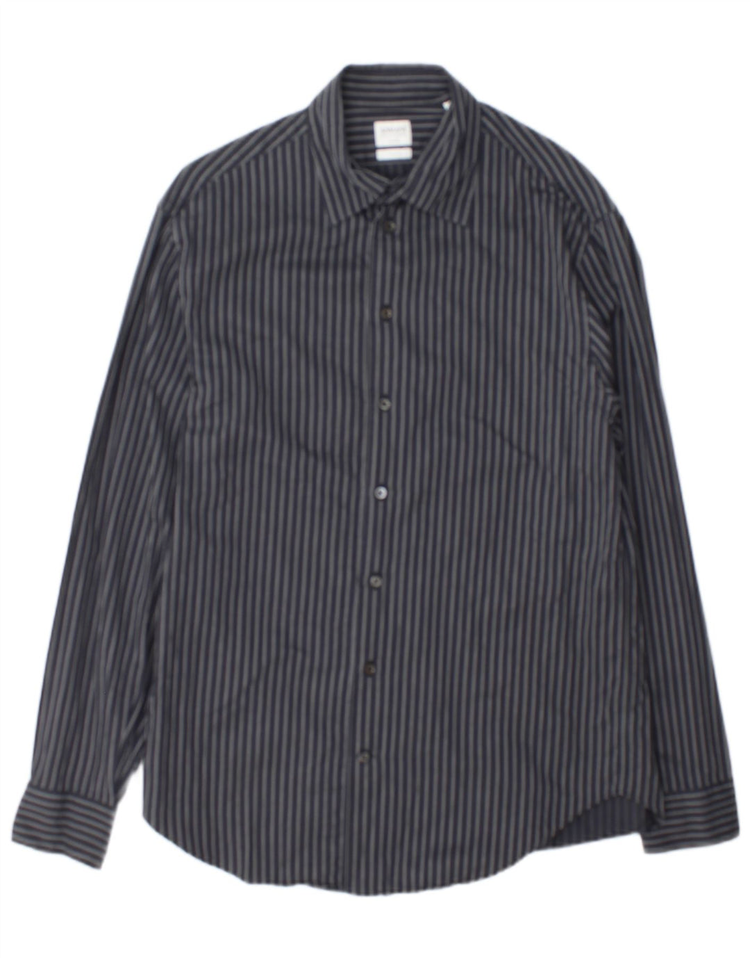 Armani Collezioni Chemise Homme Gris Moyen En Coton À Fines Rayures