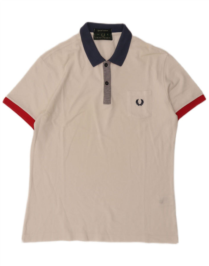 Fred Perry Polo de Rugby Homme Grand Blanc Coton