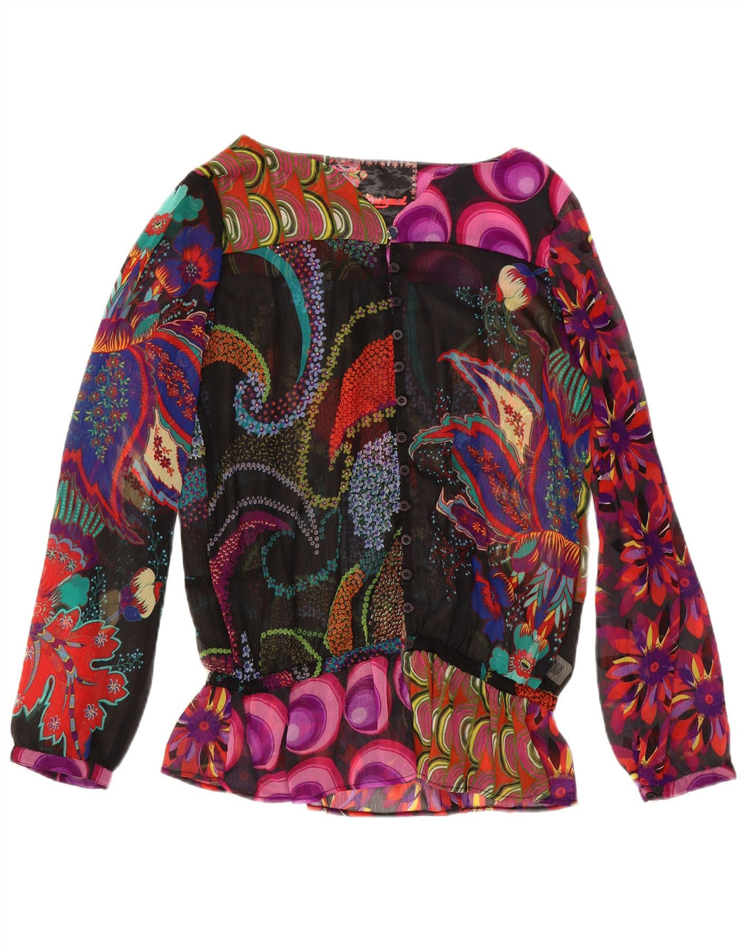Desigual Femme Blouse à Motif Abstrait Top UK 18 XL Multicolore