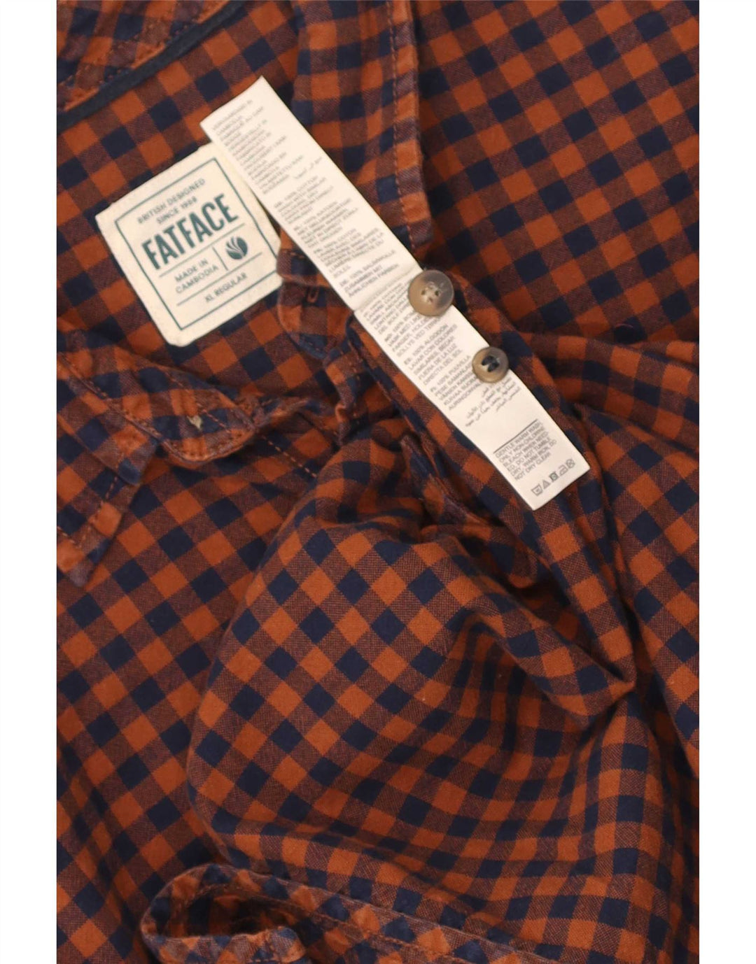 Fat Face Chemise en flanelle pour homme Coupe régulière XL Orange Vichy Coton