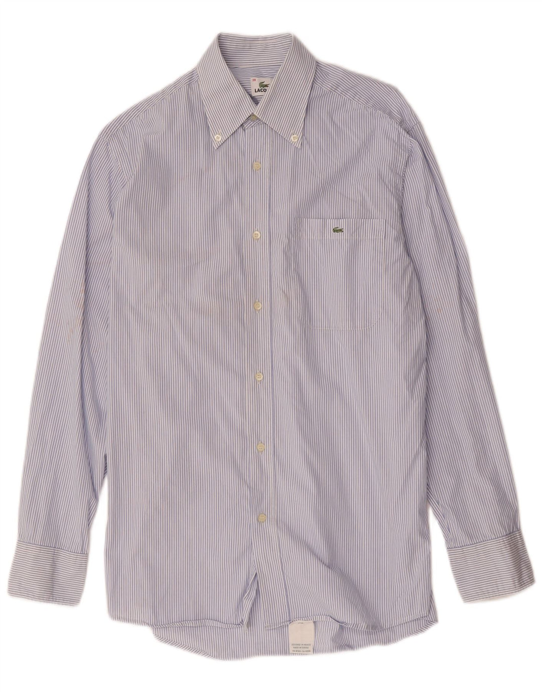 Lacoste Chemise homme Taille 39 Coton à fines rayures bleu moyen