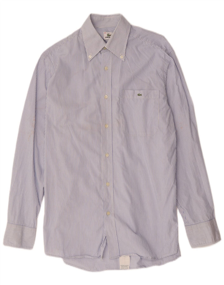 Lacoste Chemise homme Taille 39 Coton à fines rayures bleu moyen