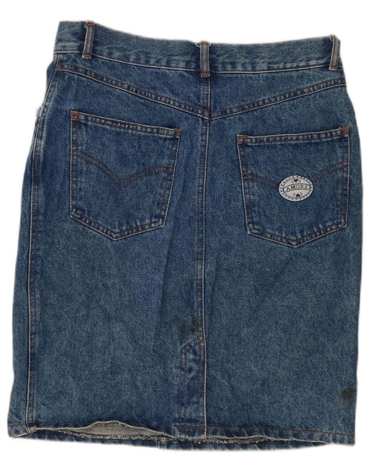 VINTAGE Jupe en jean femme W30 Coeur en coton bleu moyen