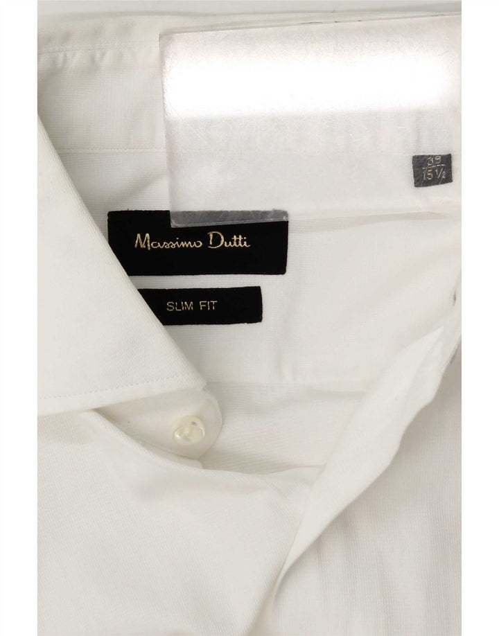 Massimo Dutti Chemise slim fit pour homme Taille 39 15 1/2 Blanc moyen
