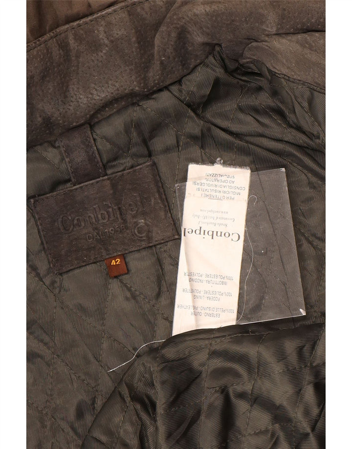 CONBIPEL Womens Hooded Suede Jacket IT 42 Medium Brown Leather