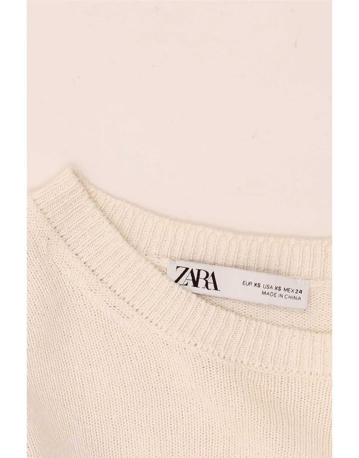 Zara Womens Crop Top Manches Longues UK 6 XS Blanc