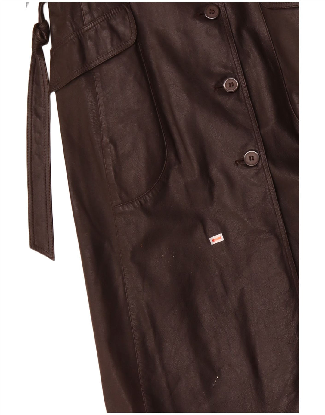 VINTAGE Manteau en cuir femme UK 12 Cuir brun moyen