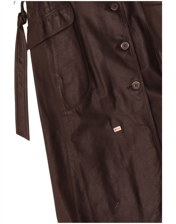 VINTAGE Manteau en cuir femme UK 12 Cuir brun moyen