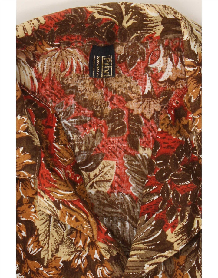 Privilegi Chemise à Manches Courtes Homme Marron Moyen Coton Floral