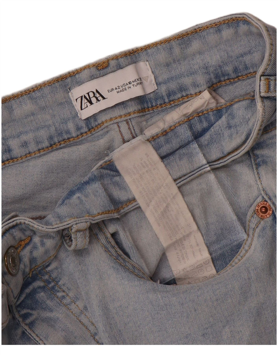 Zara Jean évasé pour femme EU 42 Large W32 L27 Bleu Coton