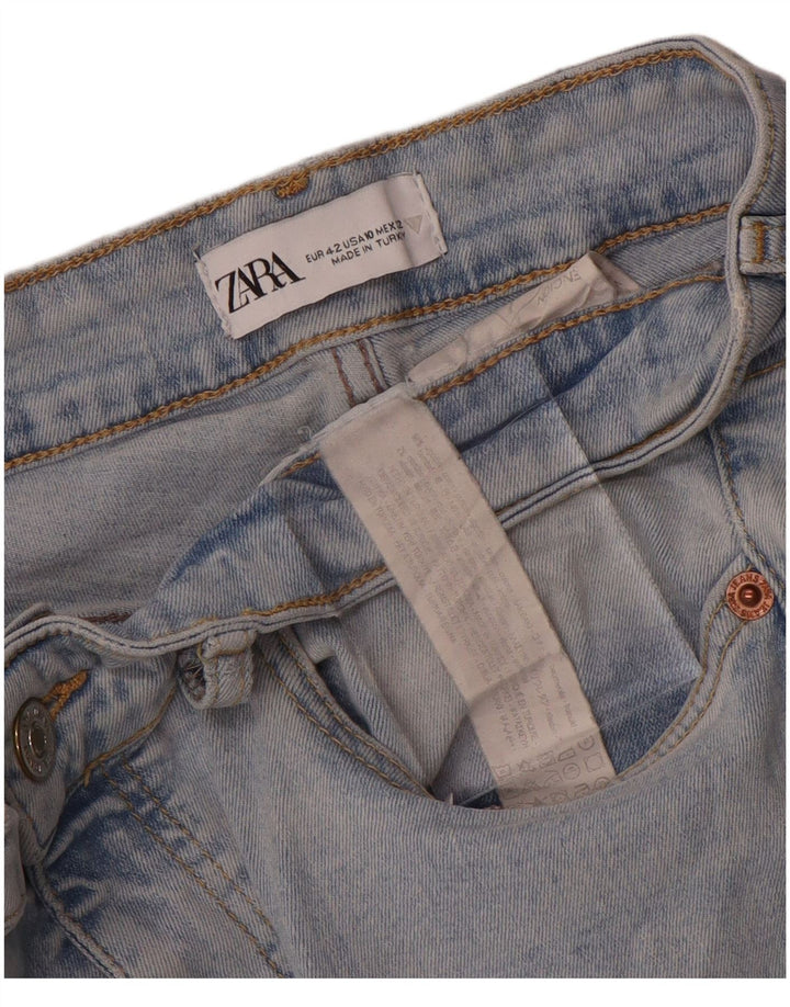 Zara Jean évasé pour femme EU 42 Large W32 L27 Bleu Coton