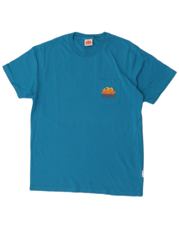 Sundek T-shirt graphique pour homme en coton bleu grand