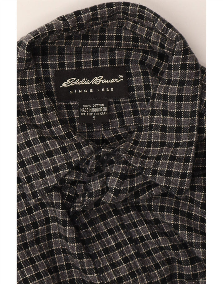 EDDIE BAUER Chemise en Flanelle Homme Petit Carreau Gris Coton