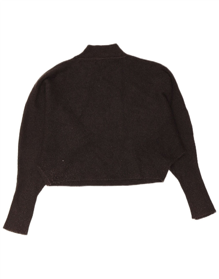 Zara Pull court à col roulé pour femme Gris moyen UK 14