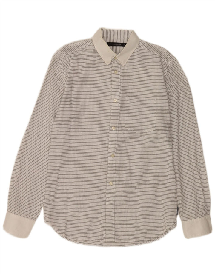 FRENCH CONNECTION Chemise Homme Petite Rayure Blanche Coton