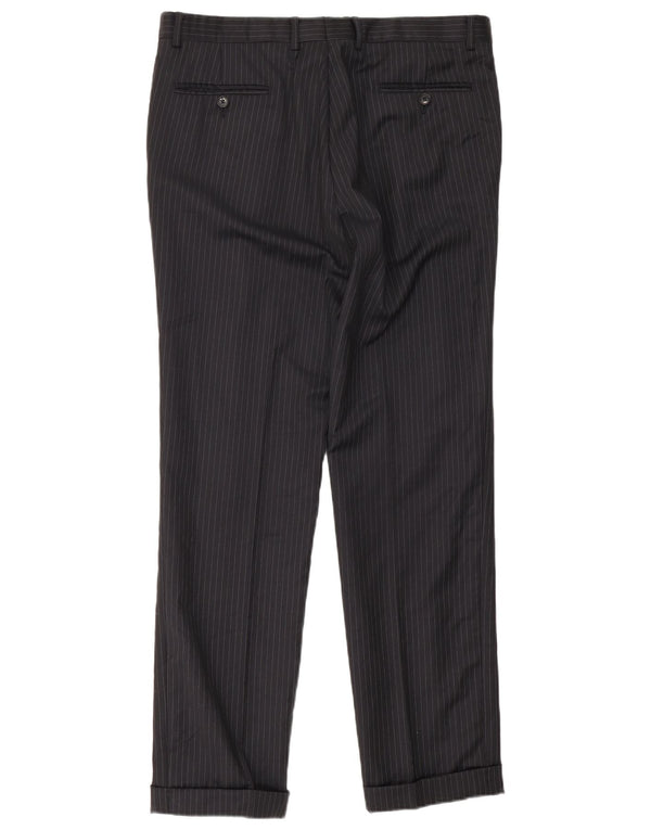 Ferre Pantalon de costume droit pour homme W36 L33 Bleu marine à fines rayures