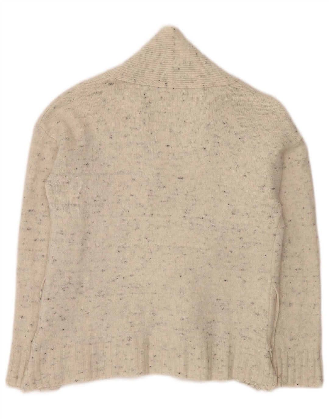 BARBOUR Femme Cardigan Ouvert Pull UK 10 Petite Laine Mouchetée Blanc Cassé