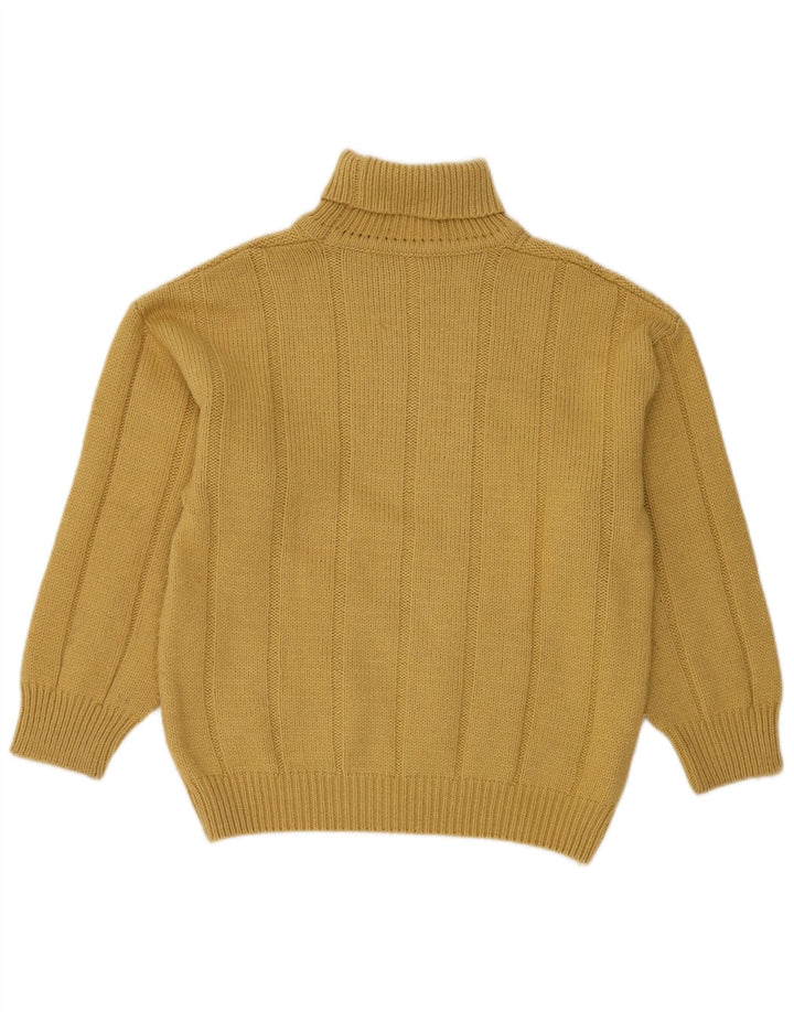 VINTAGE Pull col roulé femme IT 48 XL Laine jaune