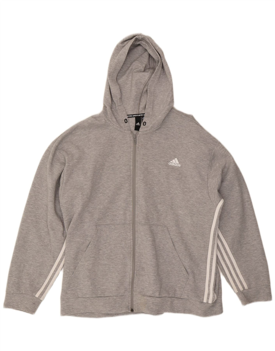 ADIDAS Pull à capuche zippé pour homme XL Gris Coton