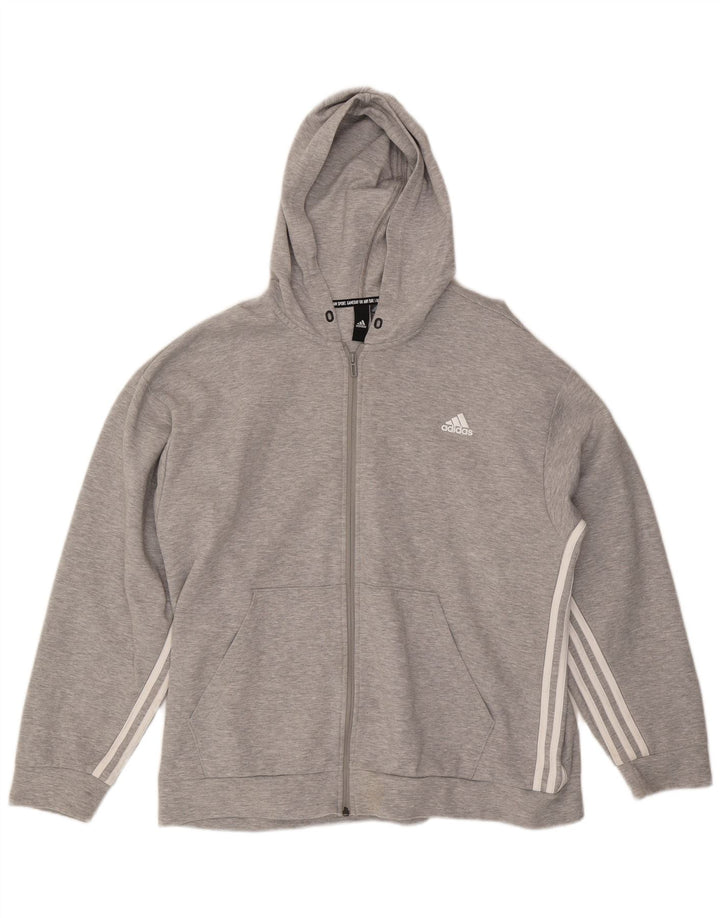 ADIDAS Pull à capuche zippé pour homme XL Gris Coton