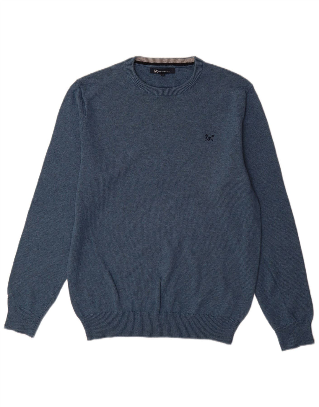 Crew Clothing Pull col rond homme en coton bleu moyen