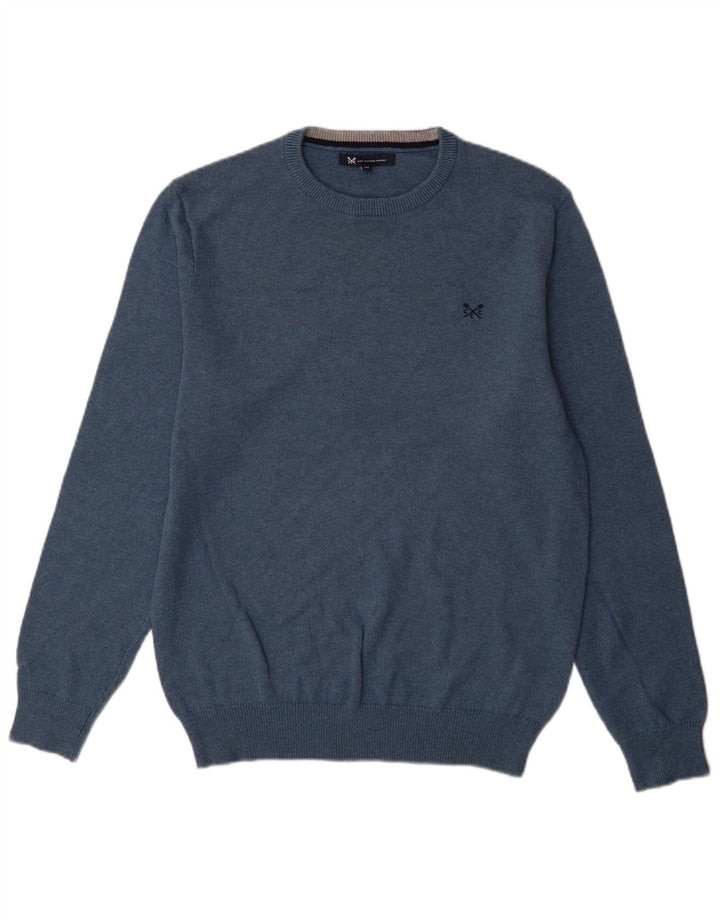 Crew Clothing Pull col rond homme en coton bleu moyen
