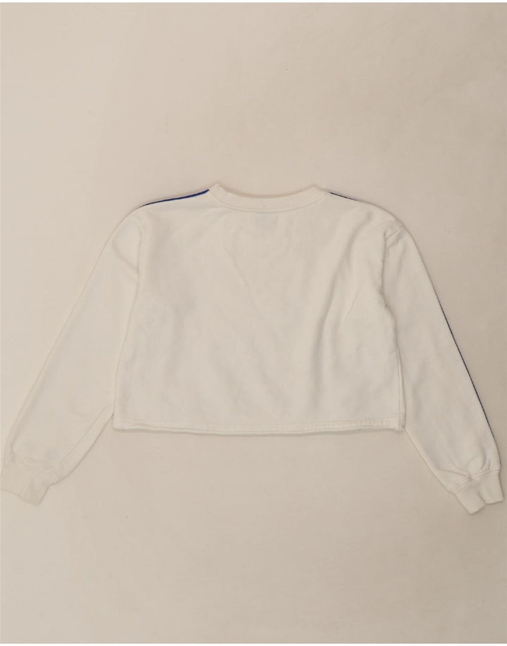 CHAMPION Womens Oversized Crop Sweatshirt Jumper UK 10 Small White Vintage Champion and Second-Hand Champion from Messina Hembry 