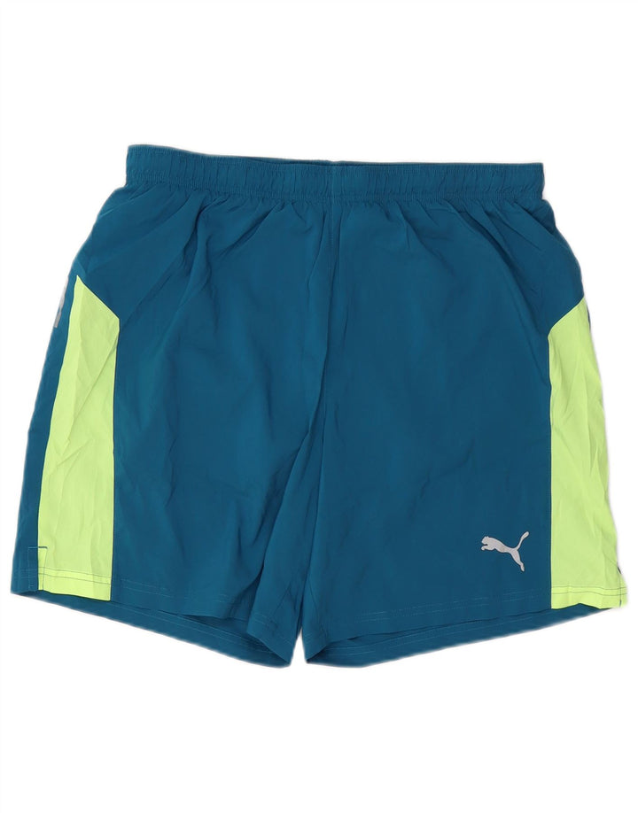 PUMA Short de Sport Homme Large Bleu Colorblock