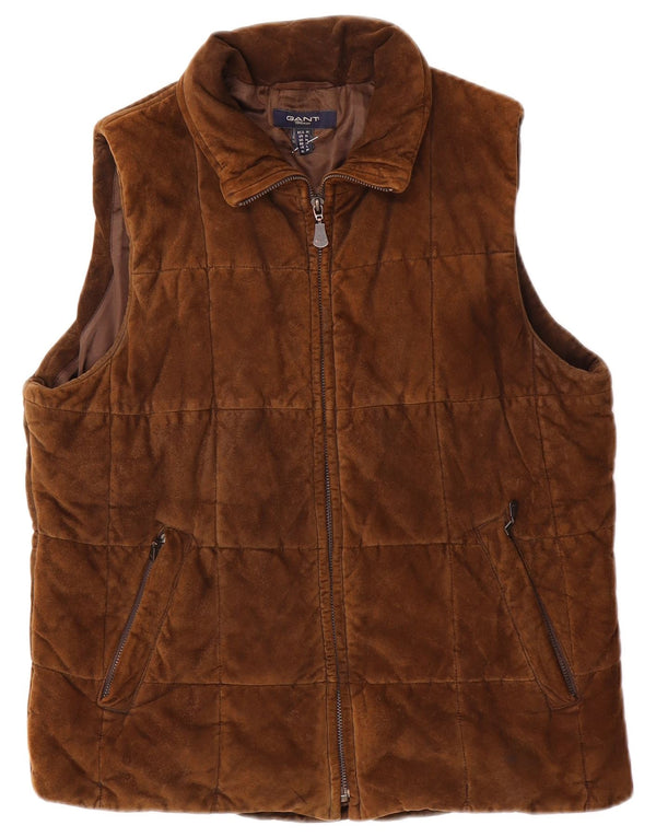 Gant Gilet en daim pour femme UK 14 Cuir marron moyen
