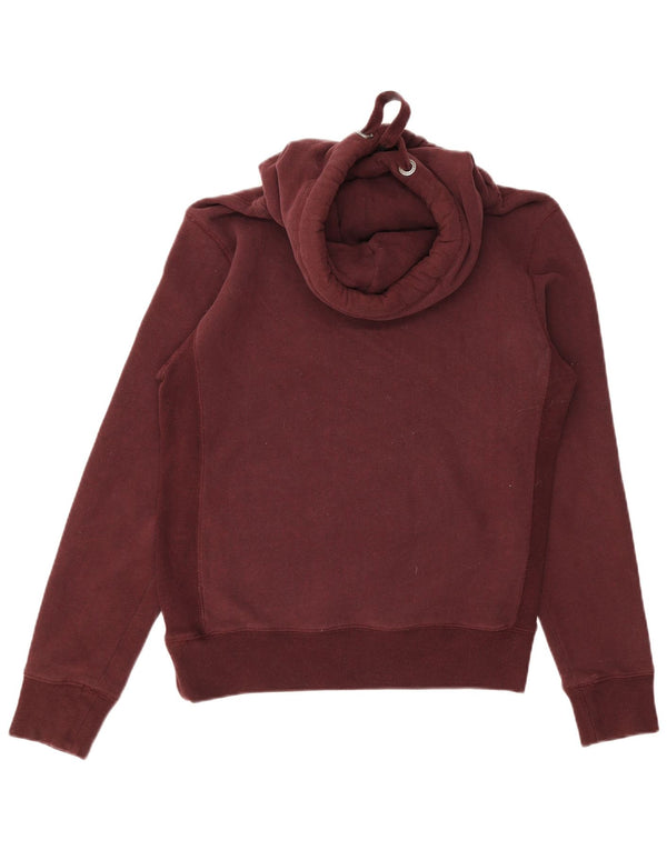 Superdry Pull à capuche pour femme UK 12 Coton bordeaux moyen