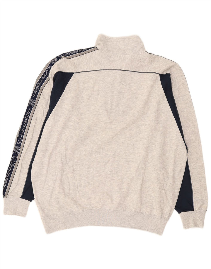 Champion Sweat-shirt graphique à col zippé pour homme, grand, gris, color block