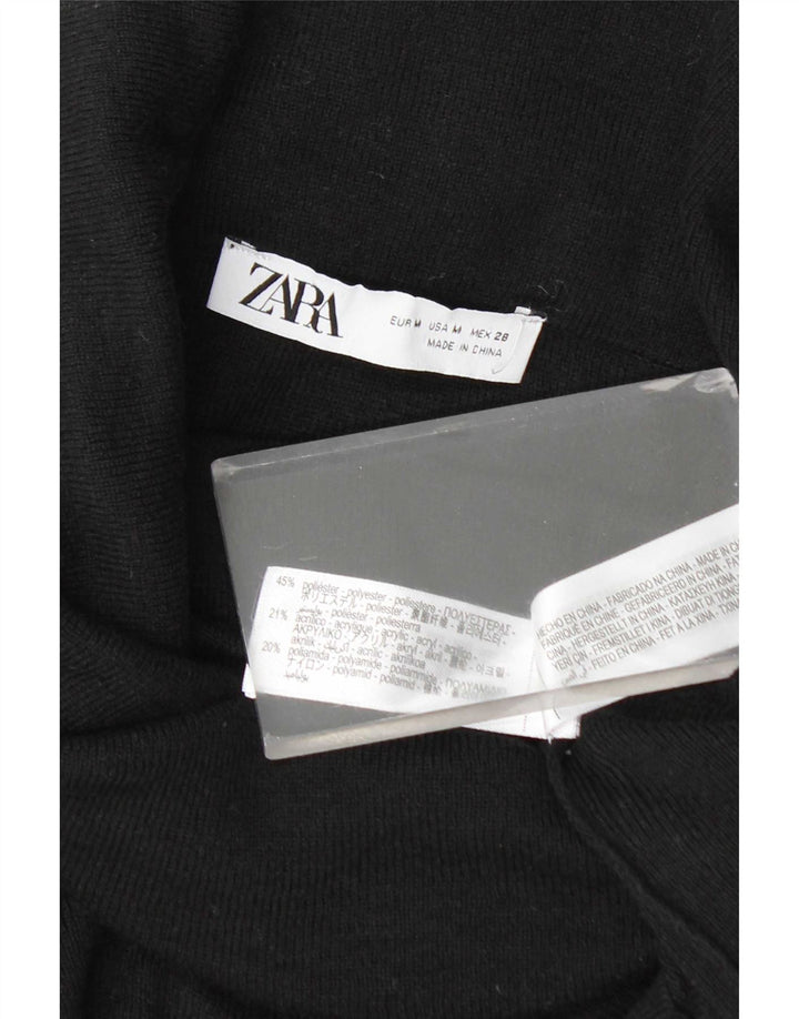 Zara Pull col roulé pour femme UK 12 Medium Noir Polyester