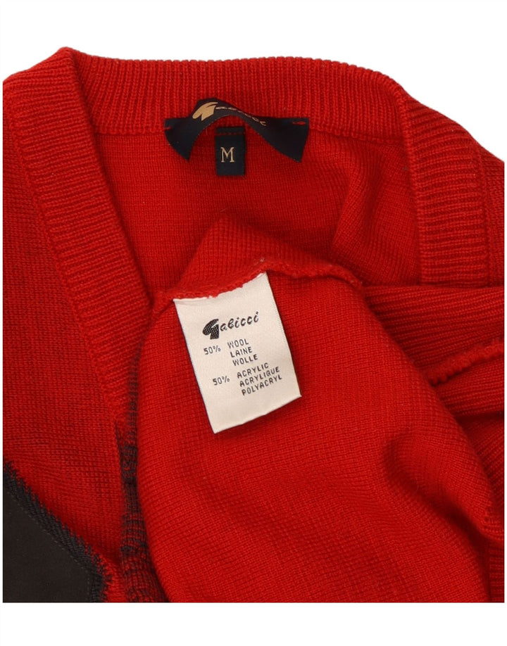 Gabicci Pull Col V Homme Laine Géométrique Rouge Moyen