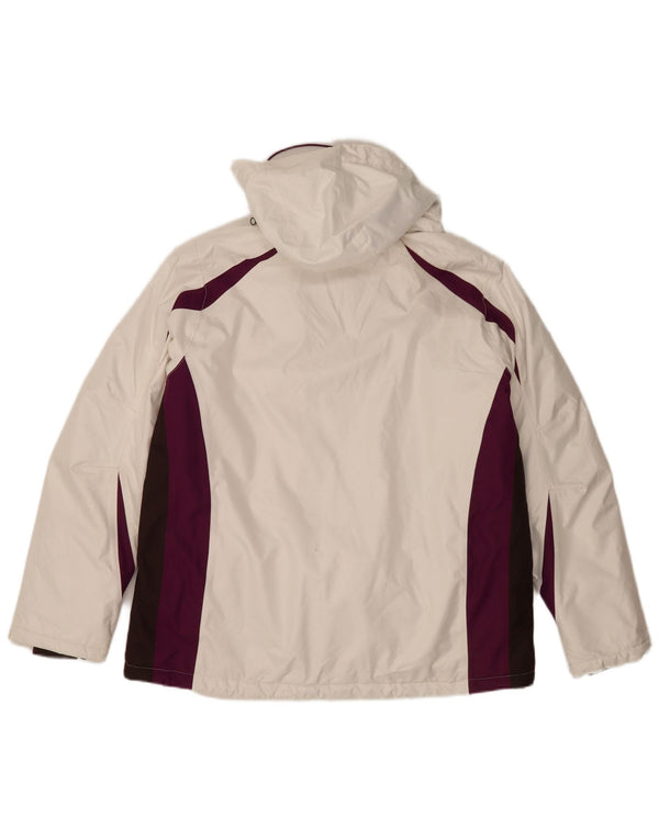 Alpine Veste de ski à capuche pour homme IT 50 Large Blanc Colorblock Polyester