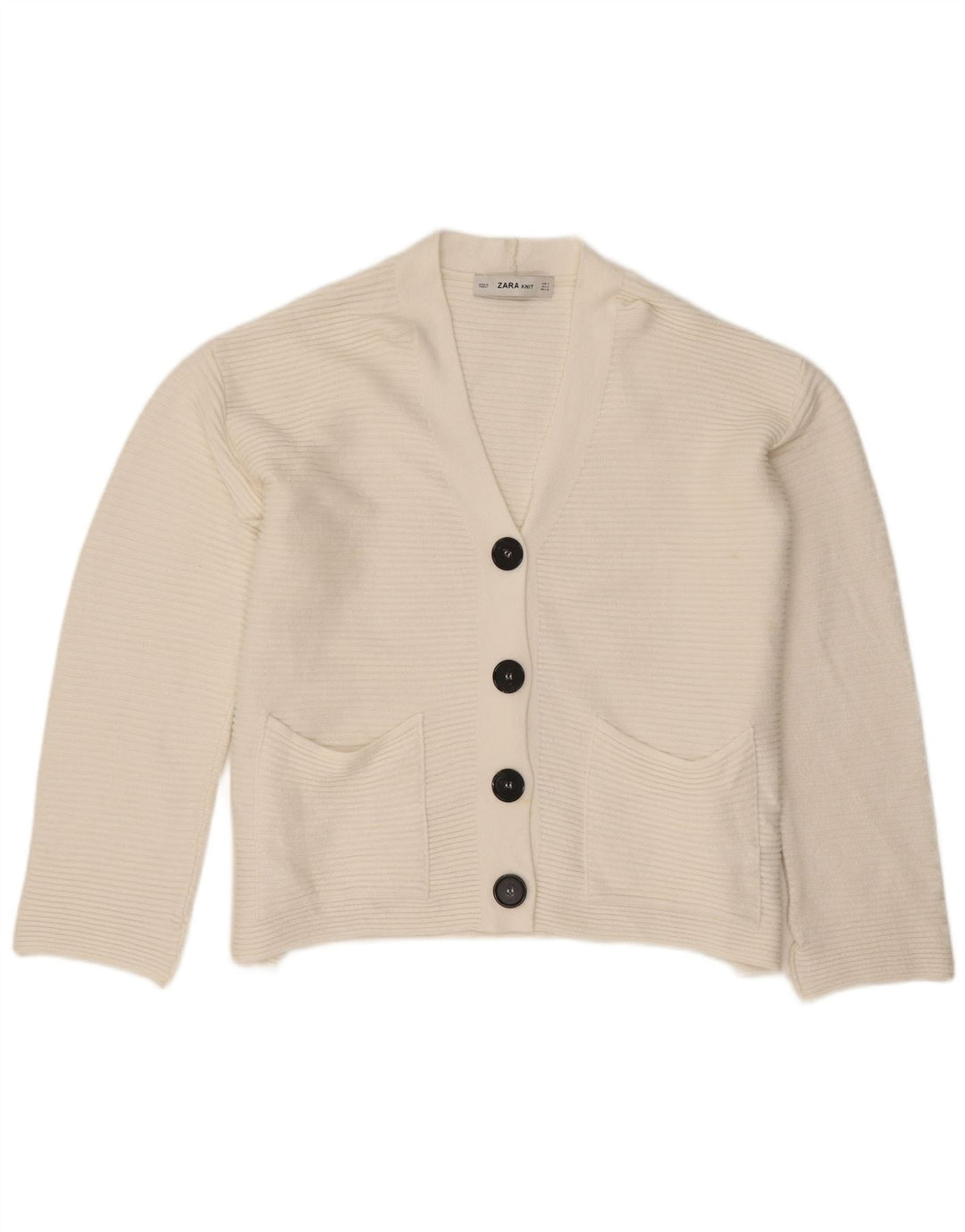 Zara Cardigan surdimensionné pour femme UK 10 Petite viscose blanche