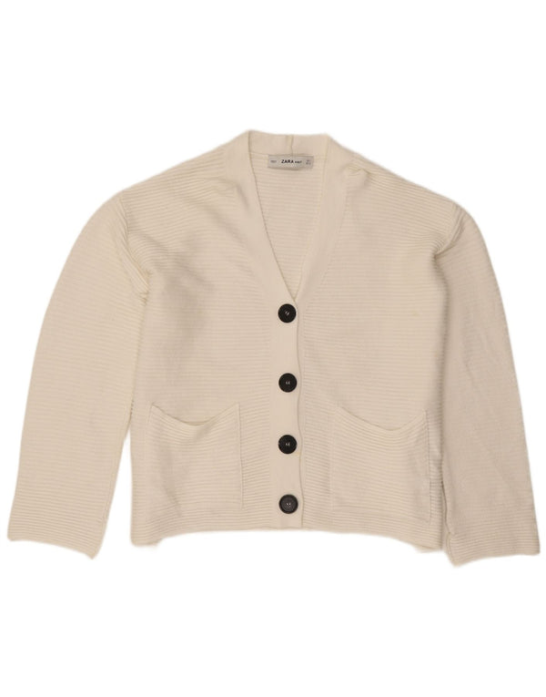 Zara Cardigan surdimensionné pour femme UK 10 Petite viscose blanche