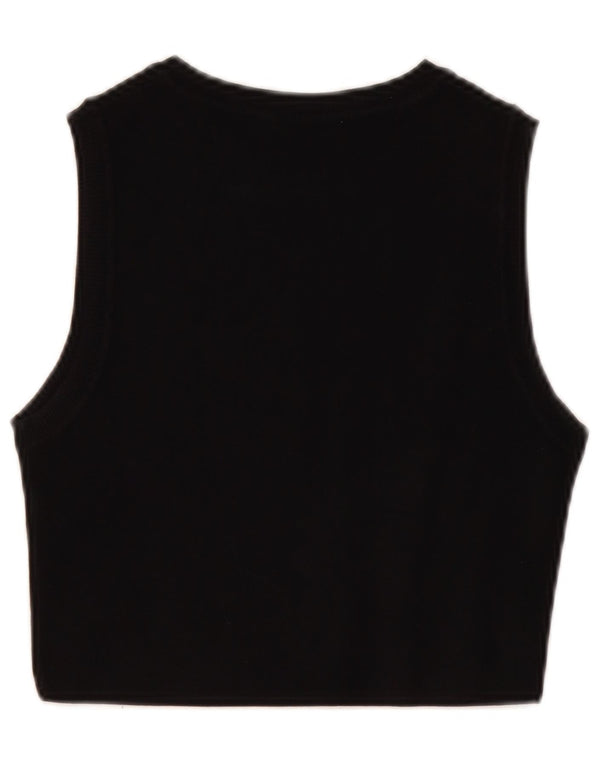 Zara Womens Crop Vest Top UK 14 Large Noir Viscose