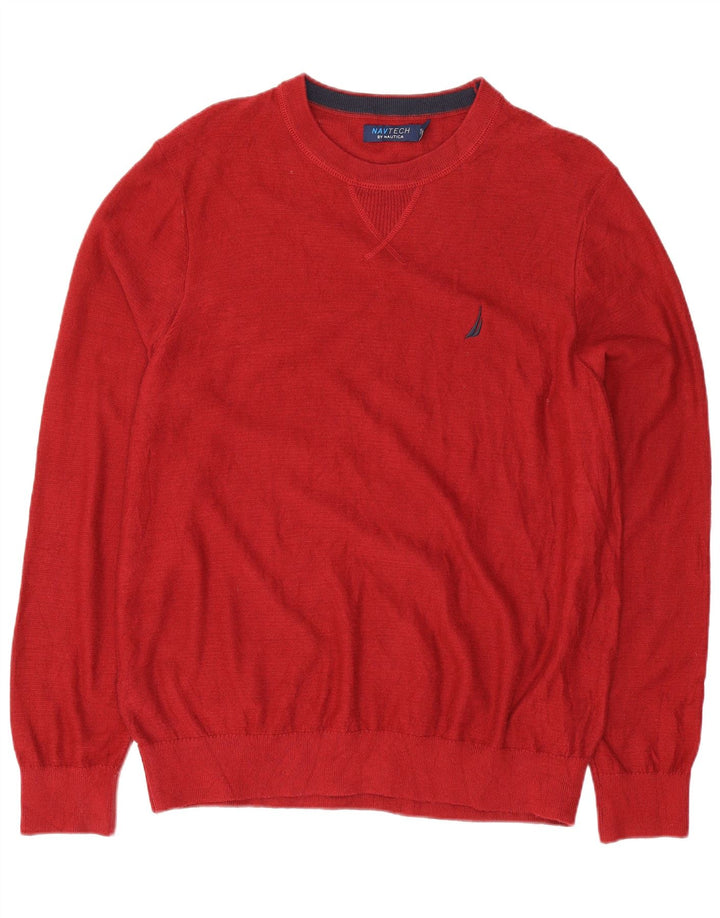 Nautica Pull col rond coupe classique pour homme en coton rouge moyen