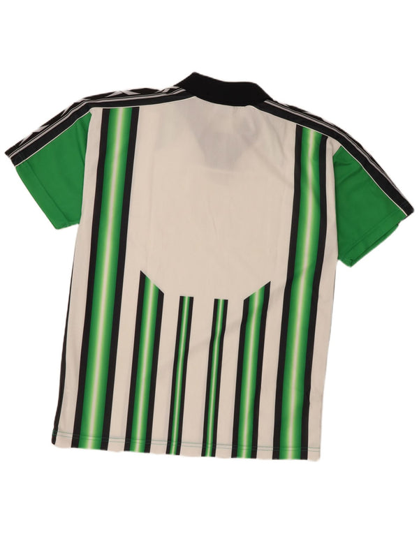 Reebok Mens Graphic Polo Shirt Large Green Striped Polyester