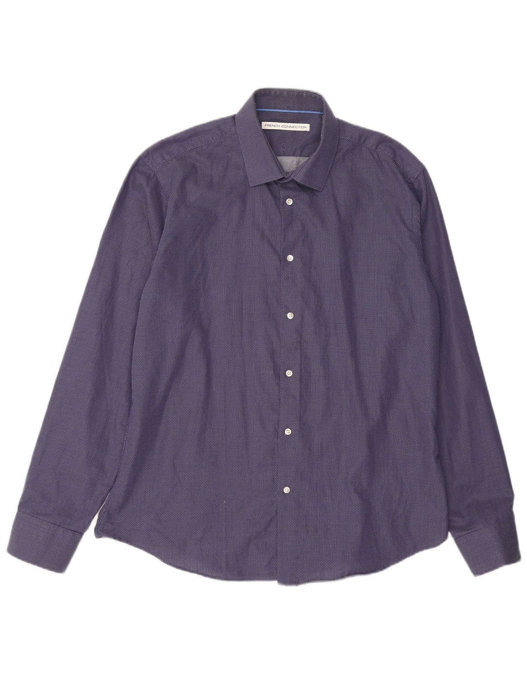 French Connection Chemise Homme Taille 17 XL Bleu Marine Spotted Coton