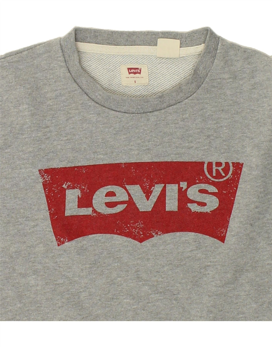LEVI'S Womens Graphic Sweatshirt Jumper UK 10 Small Grey Cotton Vintage Levi's and Second-Hand Levi's from Messina Hembry 